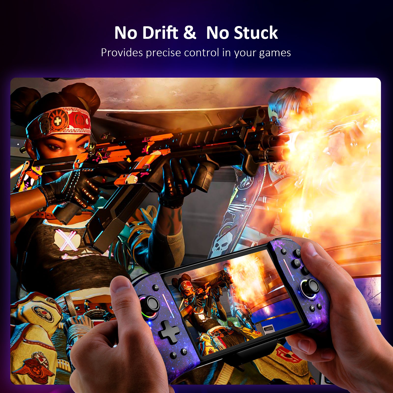 Responsive joystick and buttons: No drift, no stuck. Enjoy precise control in your games.