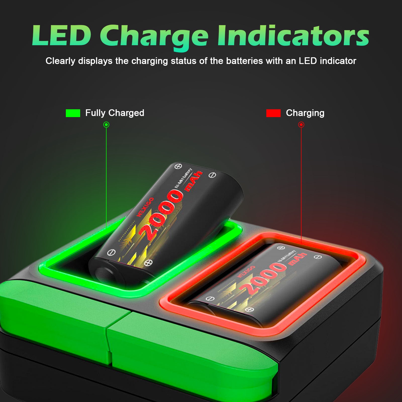 NexiGo Xbox controller battery pack has a portable charging indicator light for easy status check. 