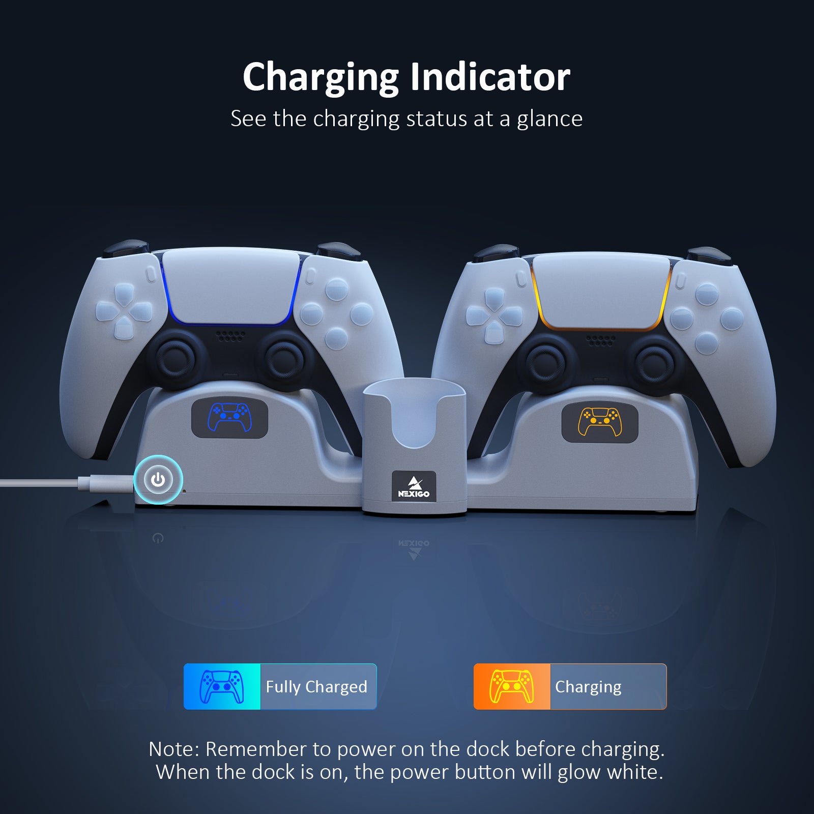 Easily see the charging status at a glance with the Indicator, orange light while charging, blue light after fully charged