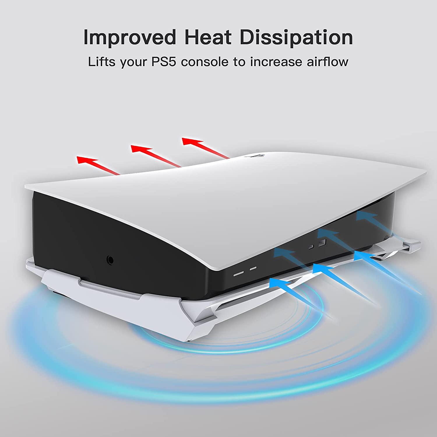 Cool breeze from outside circulates through the base for console cooling. 