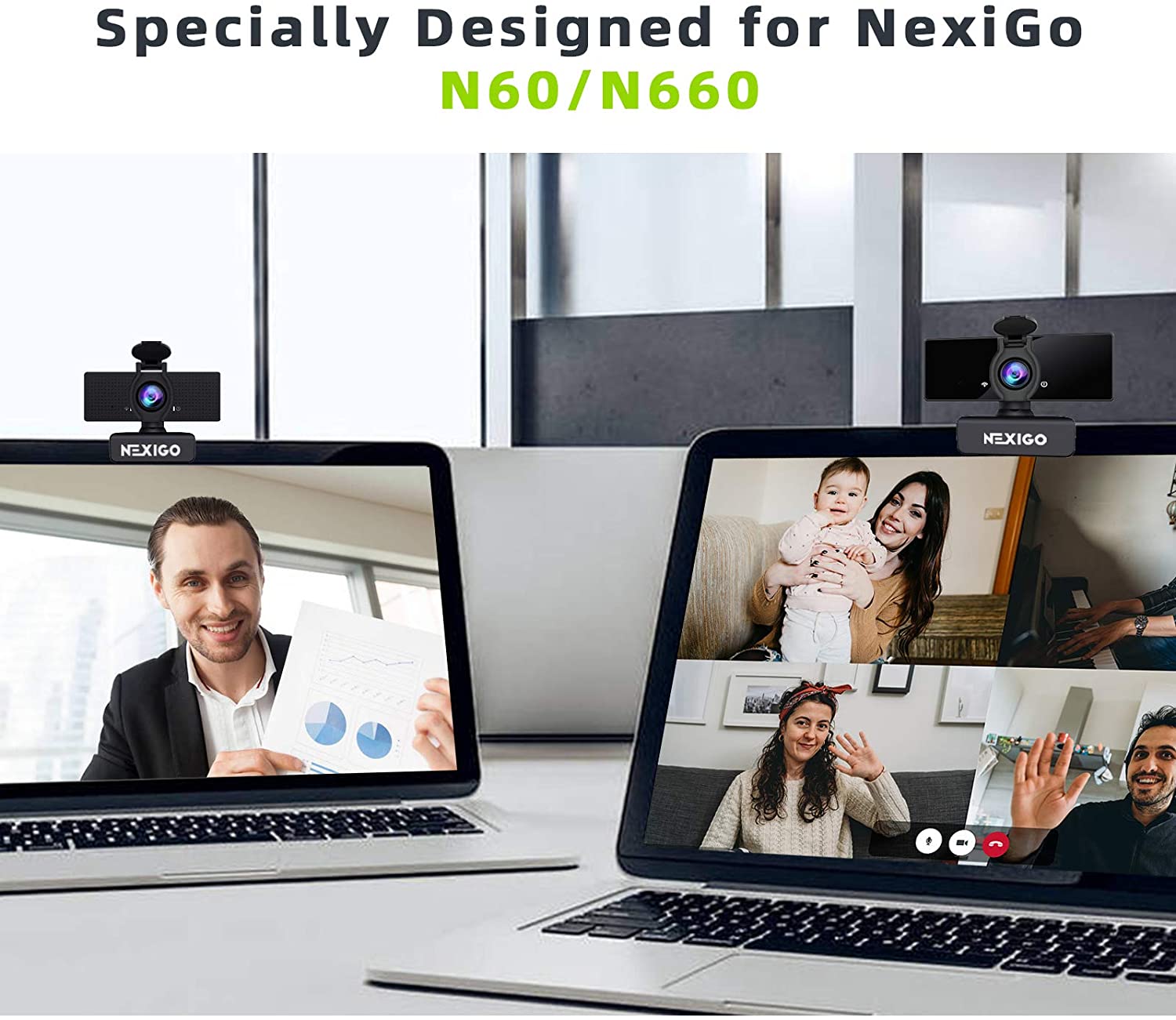 Designed for NexiGo webcam N60/N660, the picture shows what it looks like installed on it.