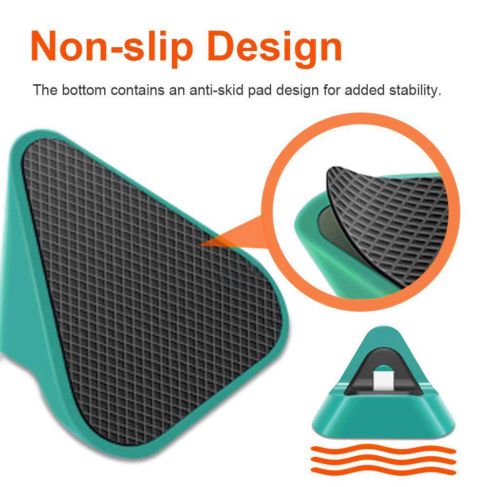 The charger dock has a non-slip pad on the bottom to enhance stability.