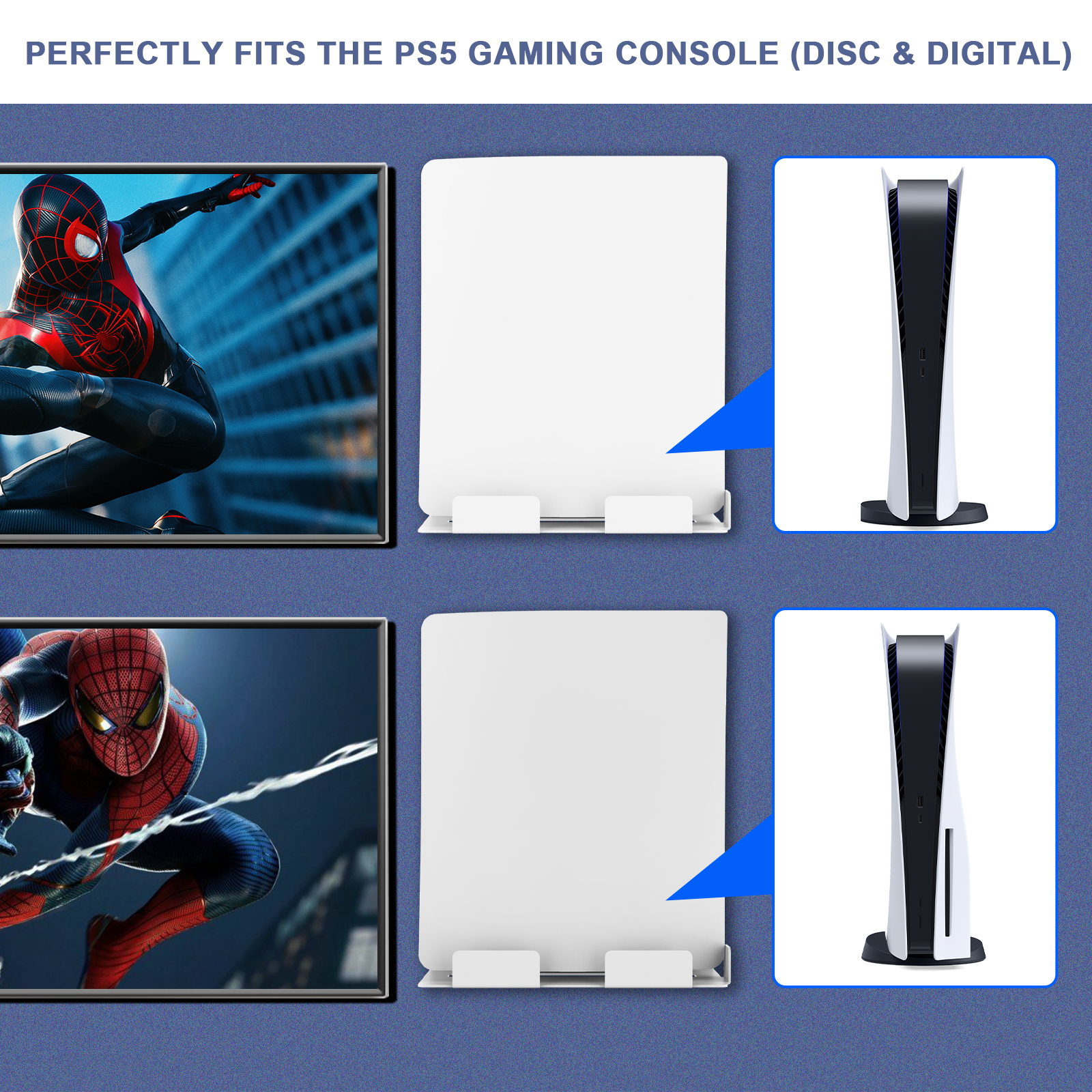 Both PS5 Digital Edition and Disc Edition can be wall-mounted next to the TV