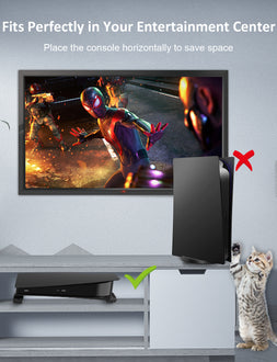 The included vertical stand in the kit helps save space and protects PS5 from collisions.