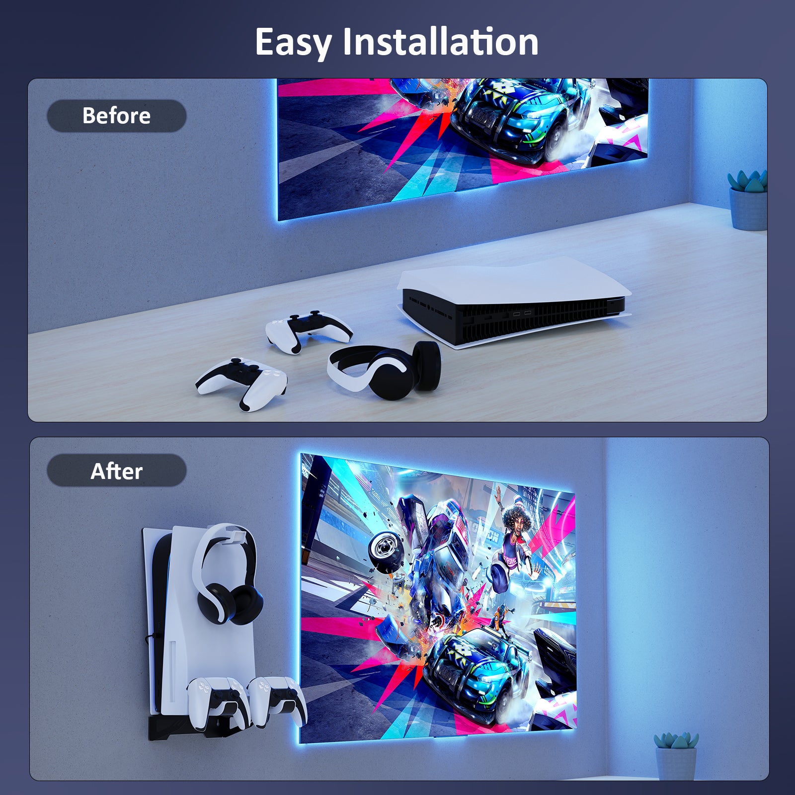 With the Wall Mount Kit, you can save space and keep things tidy compared to not using it.