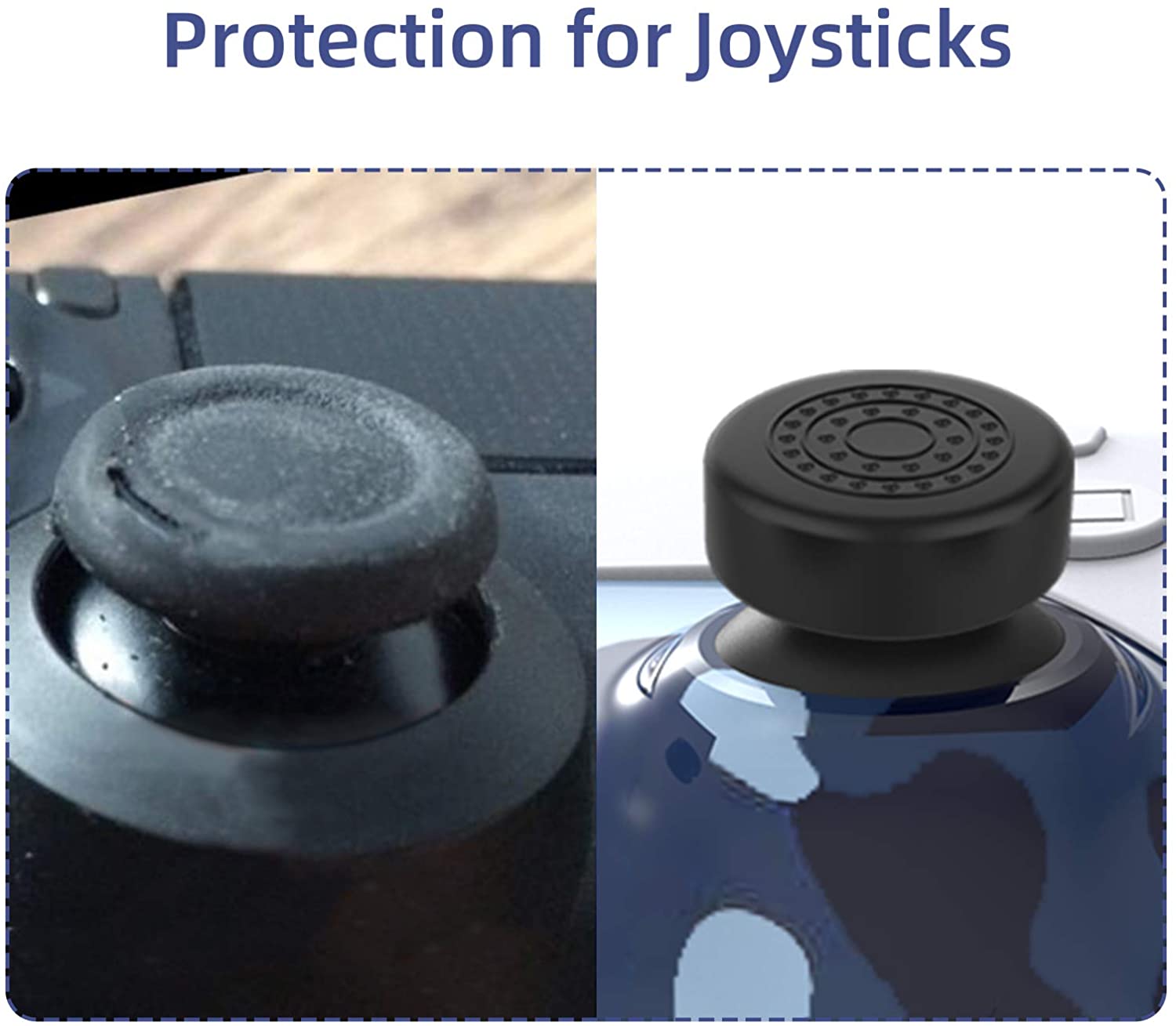 The included joystick caps can protect the original PS5 controller joystick.