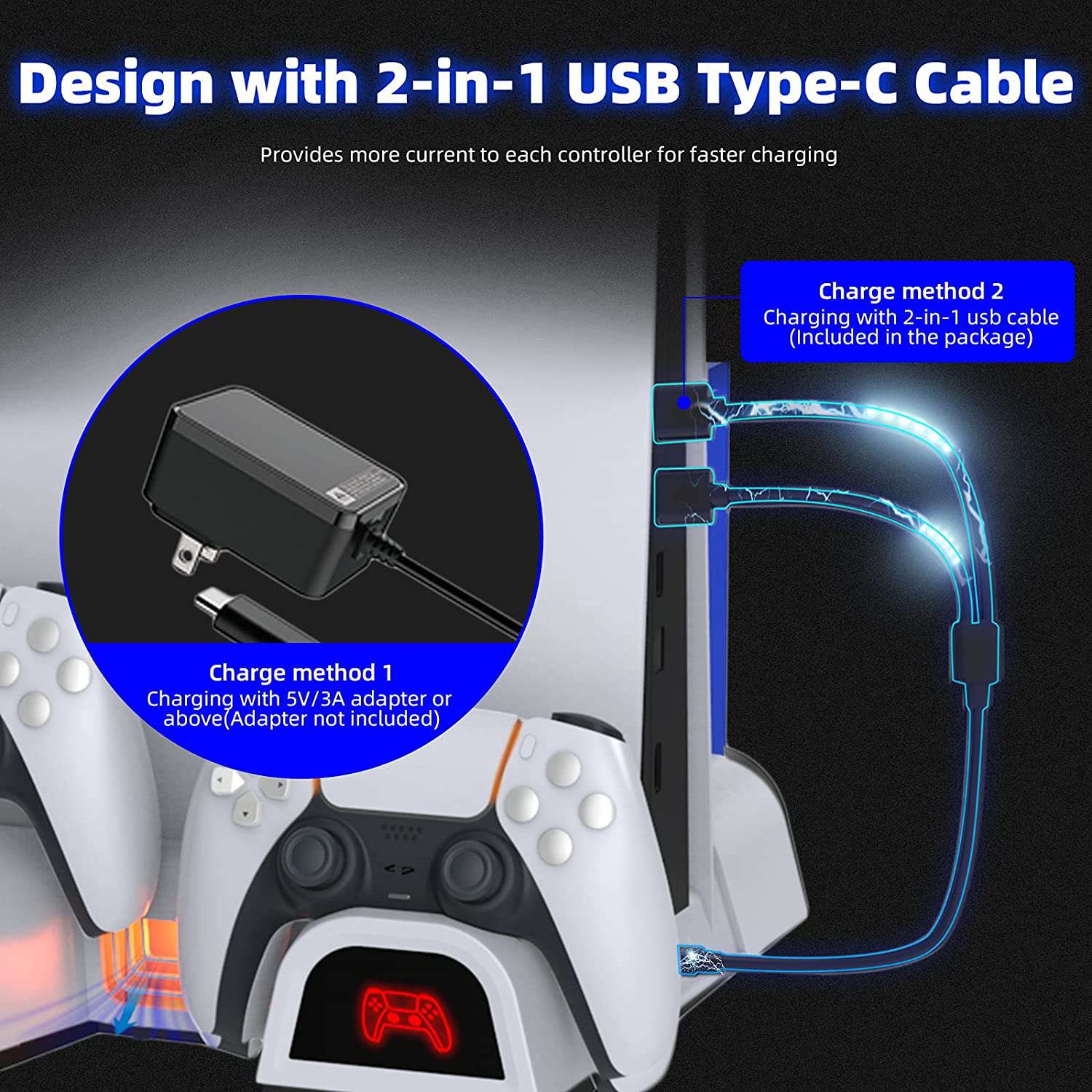 05100 supports two power supply methods: a 5V/3A adapter and a Y-cable.