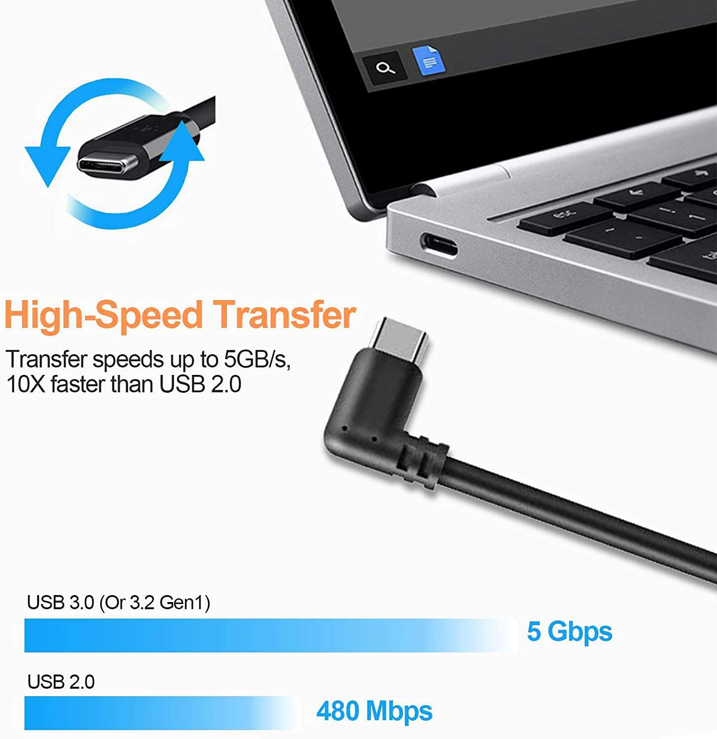 The cable supports USB 3.0 w/512Mbps, which is faster than other USB 2.0/480Mbps