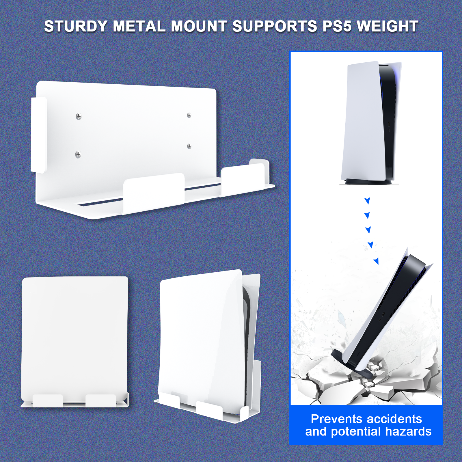 Securely mount your PS5 console with screws onto the wall bracket.