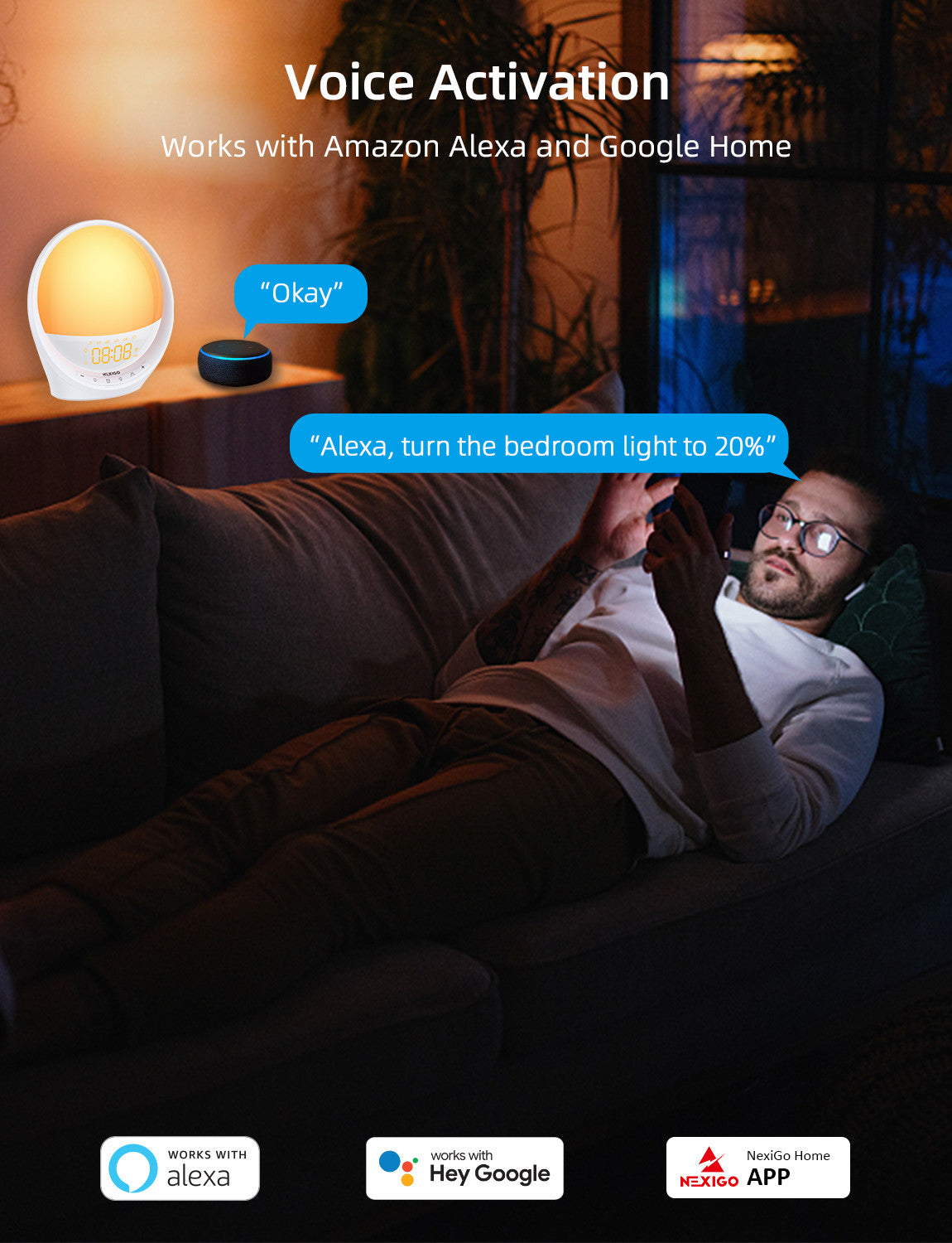 Supports voice control with Amazon Alexa and Google Home.