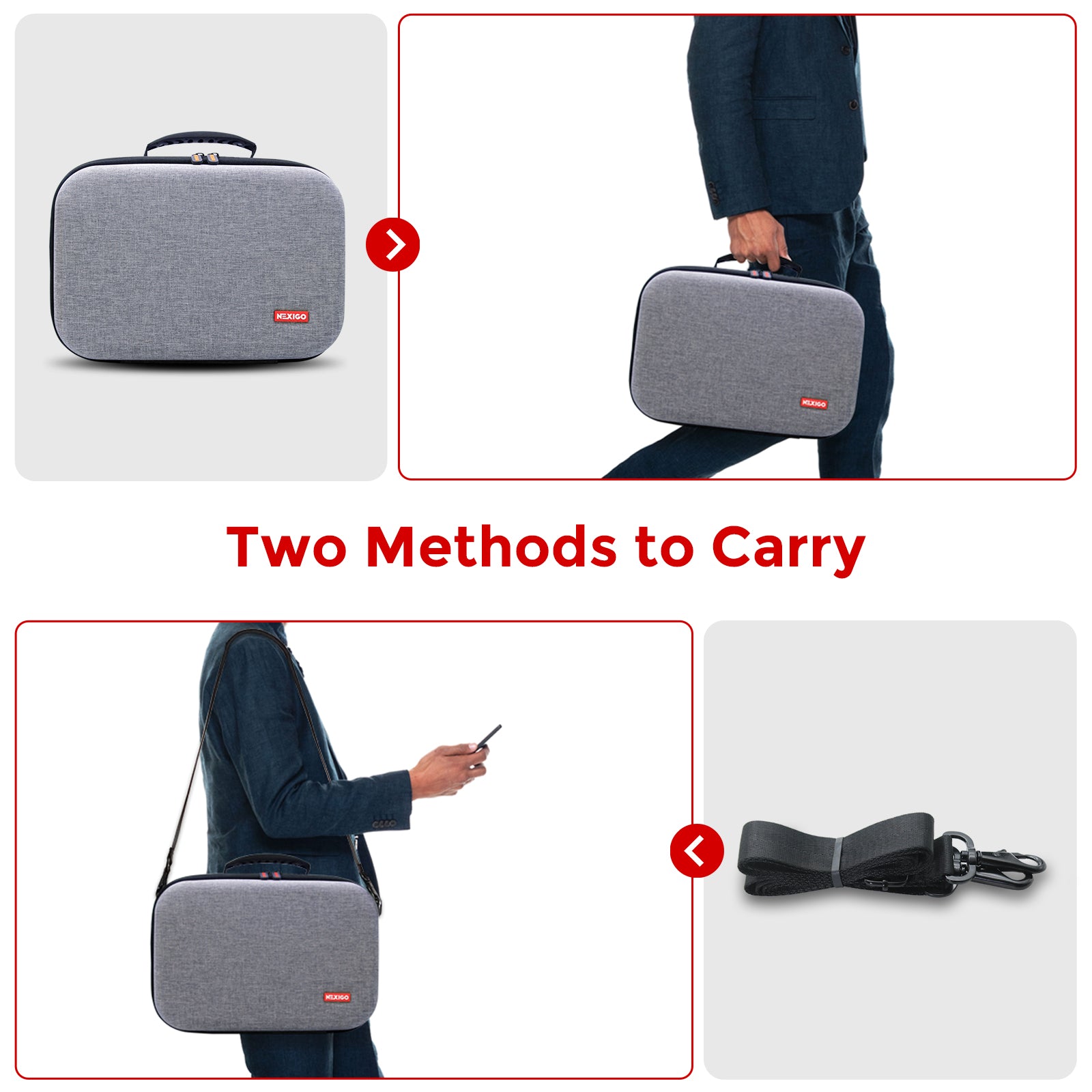 Carry the Travel Case for Conference Camera on your shoulder or in your hand. 