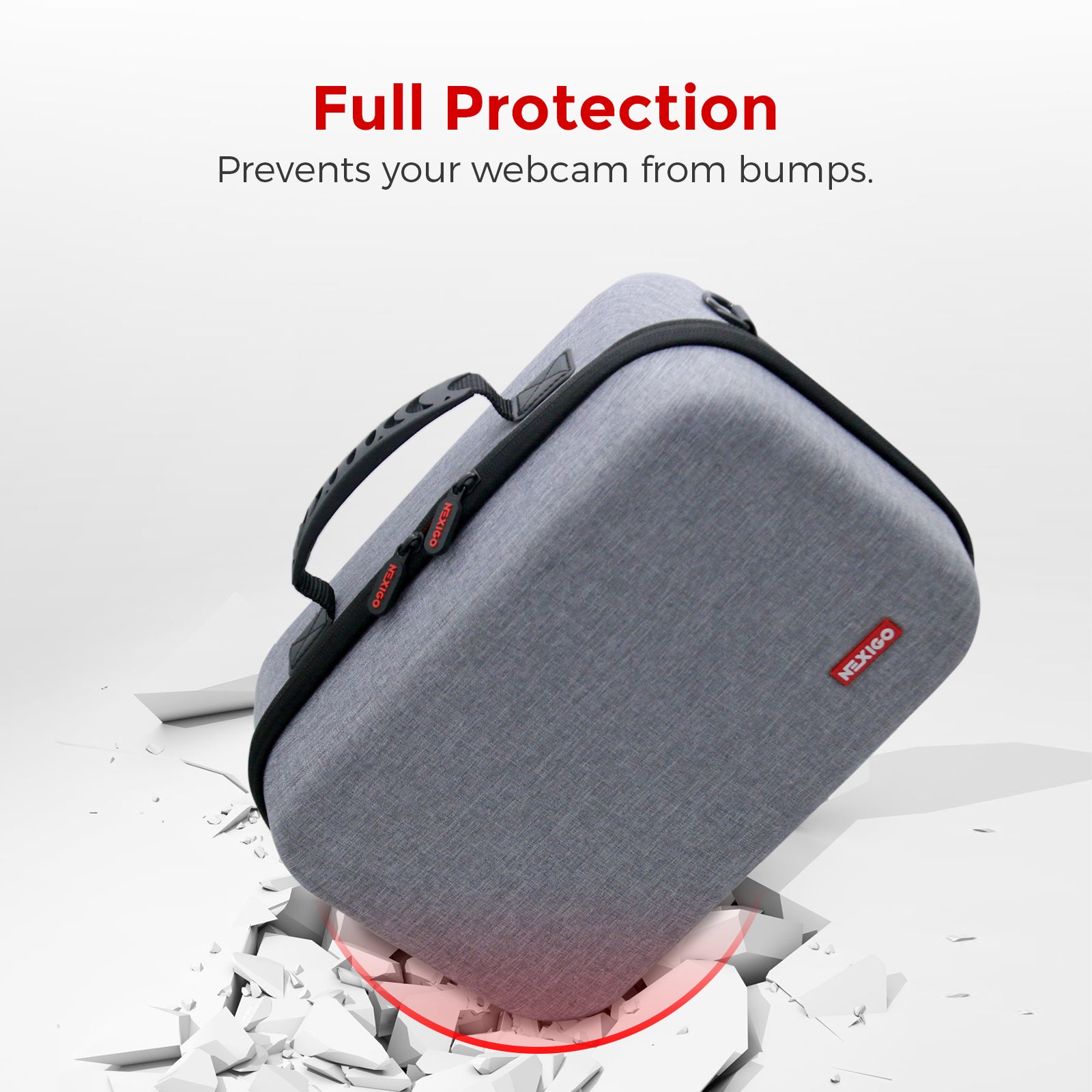 The travel case prevents your webcam from bumps. 