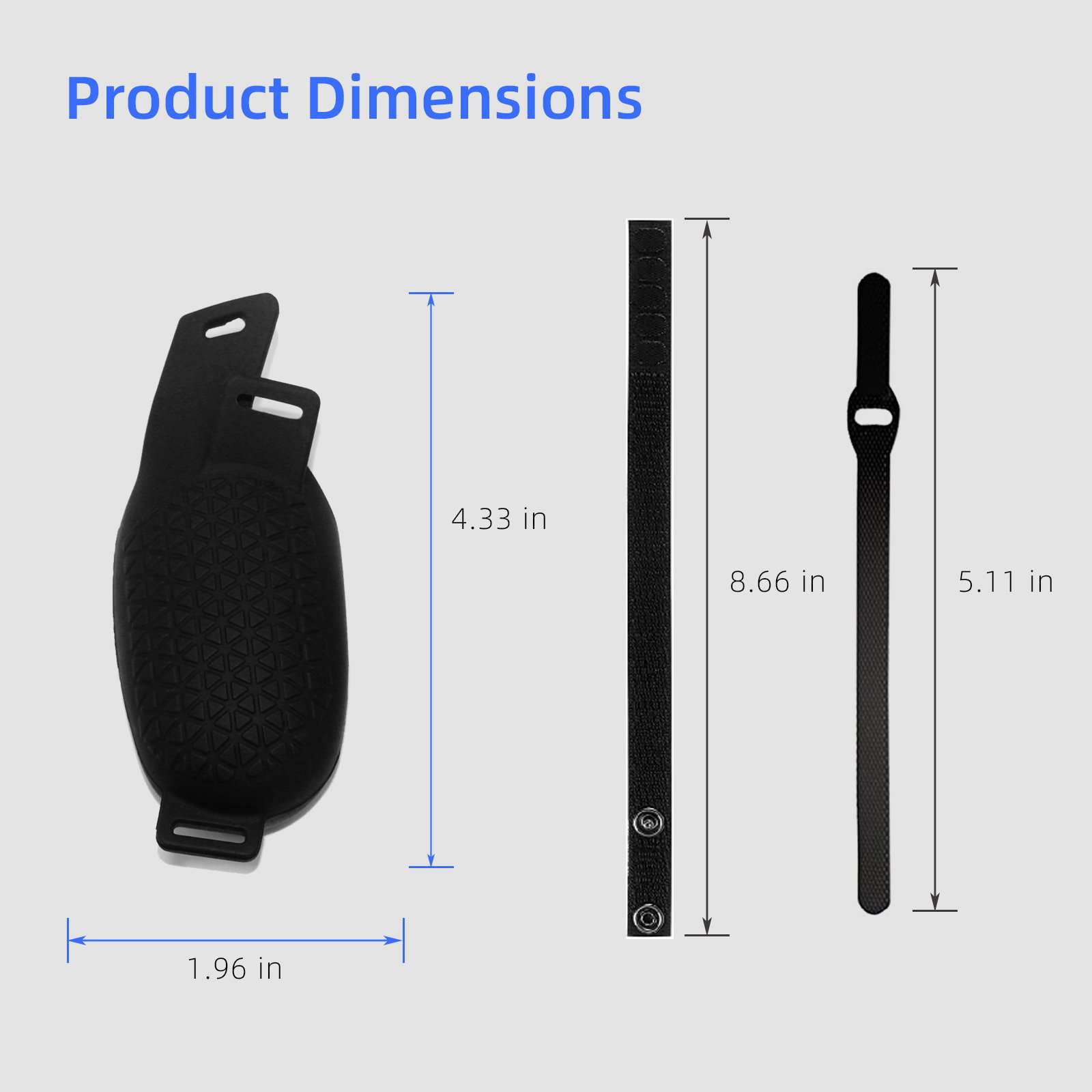 The silicone cover dimensions are 4.33 inches in length and 1.96 inches in width.