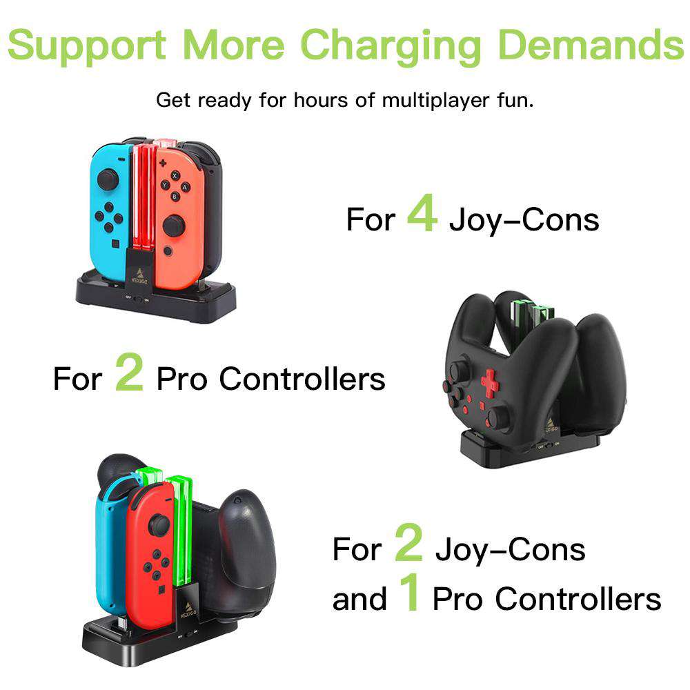 Charge multiple combinations of Joy-Con and Switch controllers with this versatile dock.