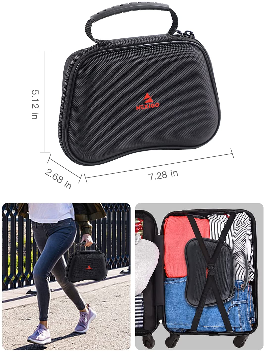 This portable case measures 7.28x2.68x5.12in, ensuring excellent portability.
