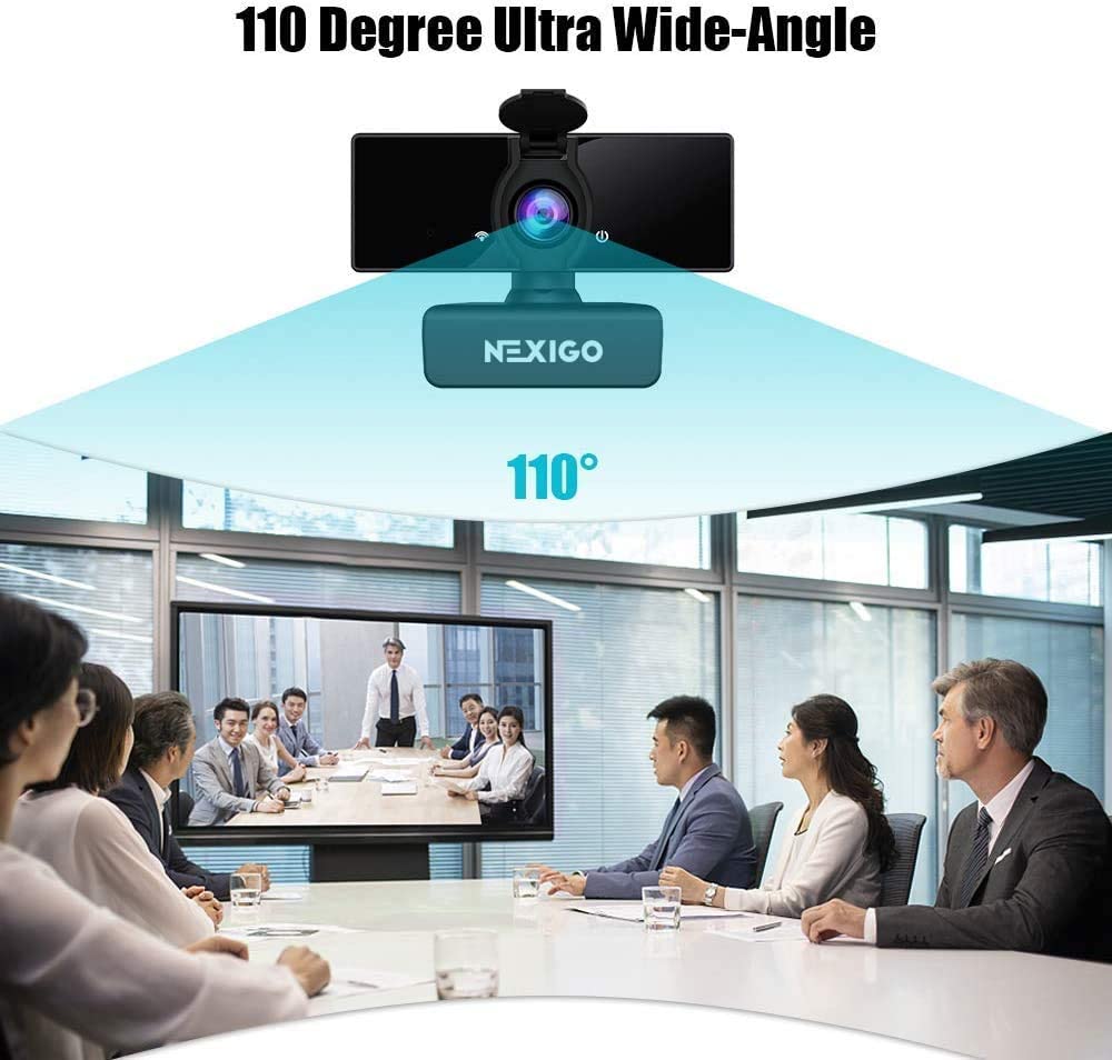 The 110¡ã ultra wide-angle lens can capture everyone in a small meeting.