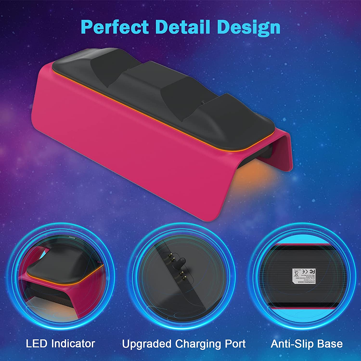 This Charging station features LED Indicator, Upgraded Charging Port, and Anti-Slip Base.