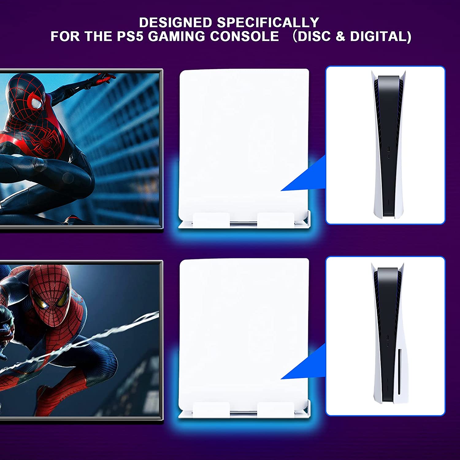 The NexiGo PS5 Wall Mount with RGB Light Bar is perfectly suited for PS5 consoles ( Disc & Digital).