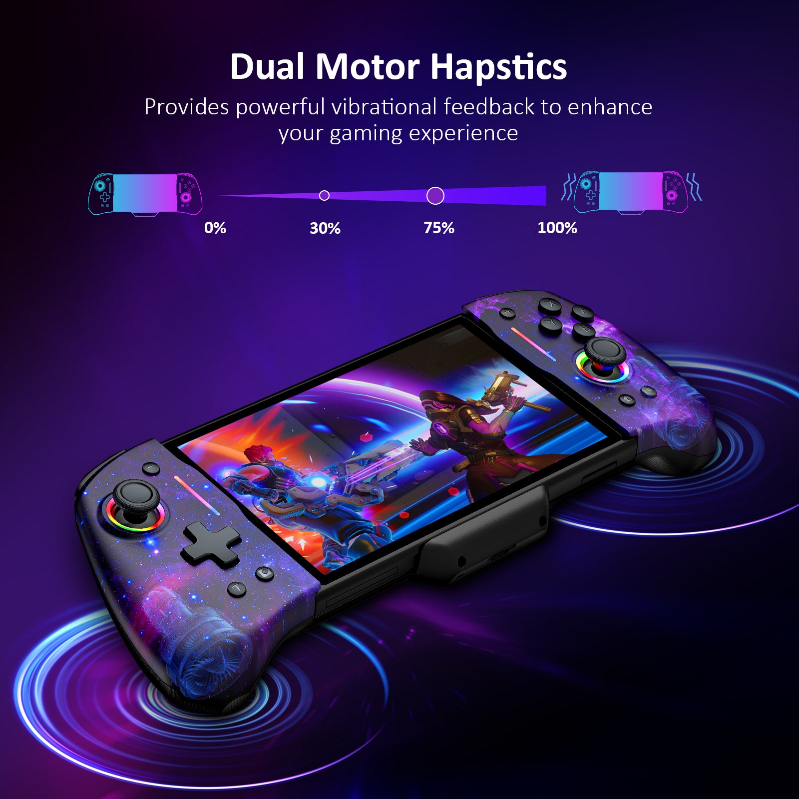 Gripcon controller with Dual Motor Haptics for immersive vibrations (0-100% intensity)