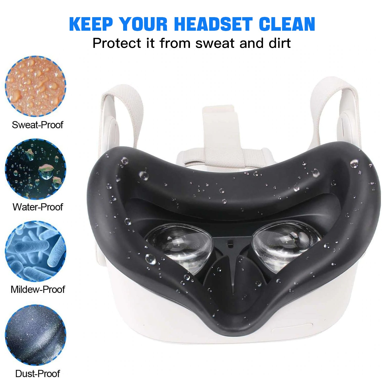 NexiGo Silicone Face Cover & Lens Cover for Meta/Oculus Quest 2 - Thumbnail 4