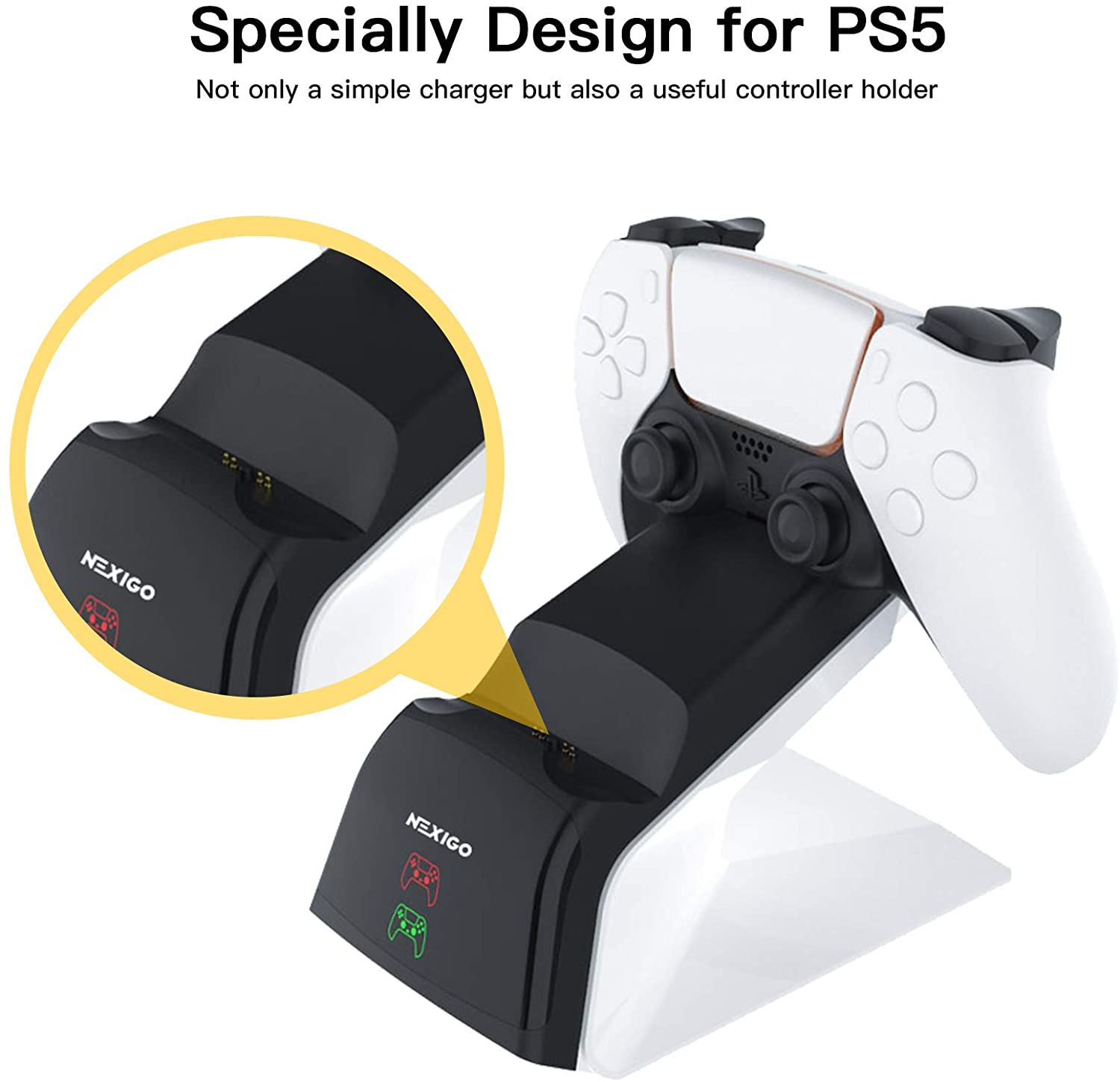 The charging station is specifically designed to hold and charge the PS5 controller