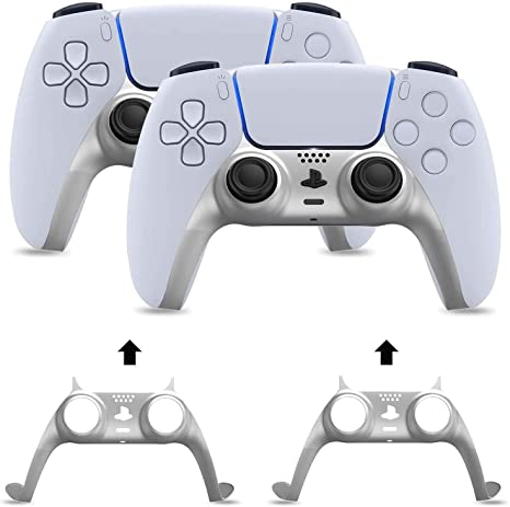Two silver PS5 controller faceplates.