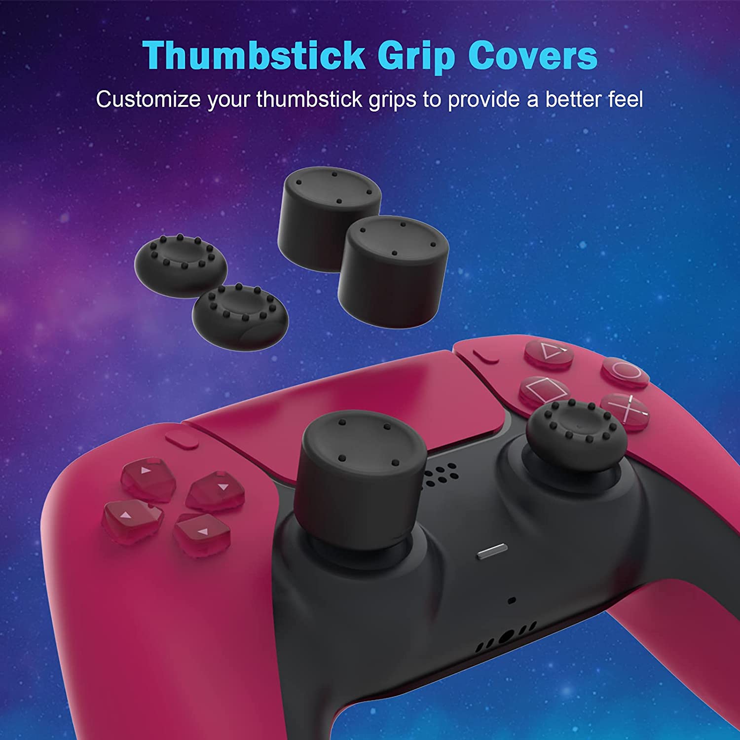 The product comes with 2 sets of Thumbstick Grip Covers of different heights for a better feel