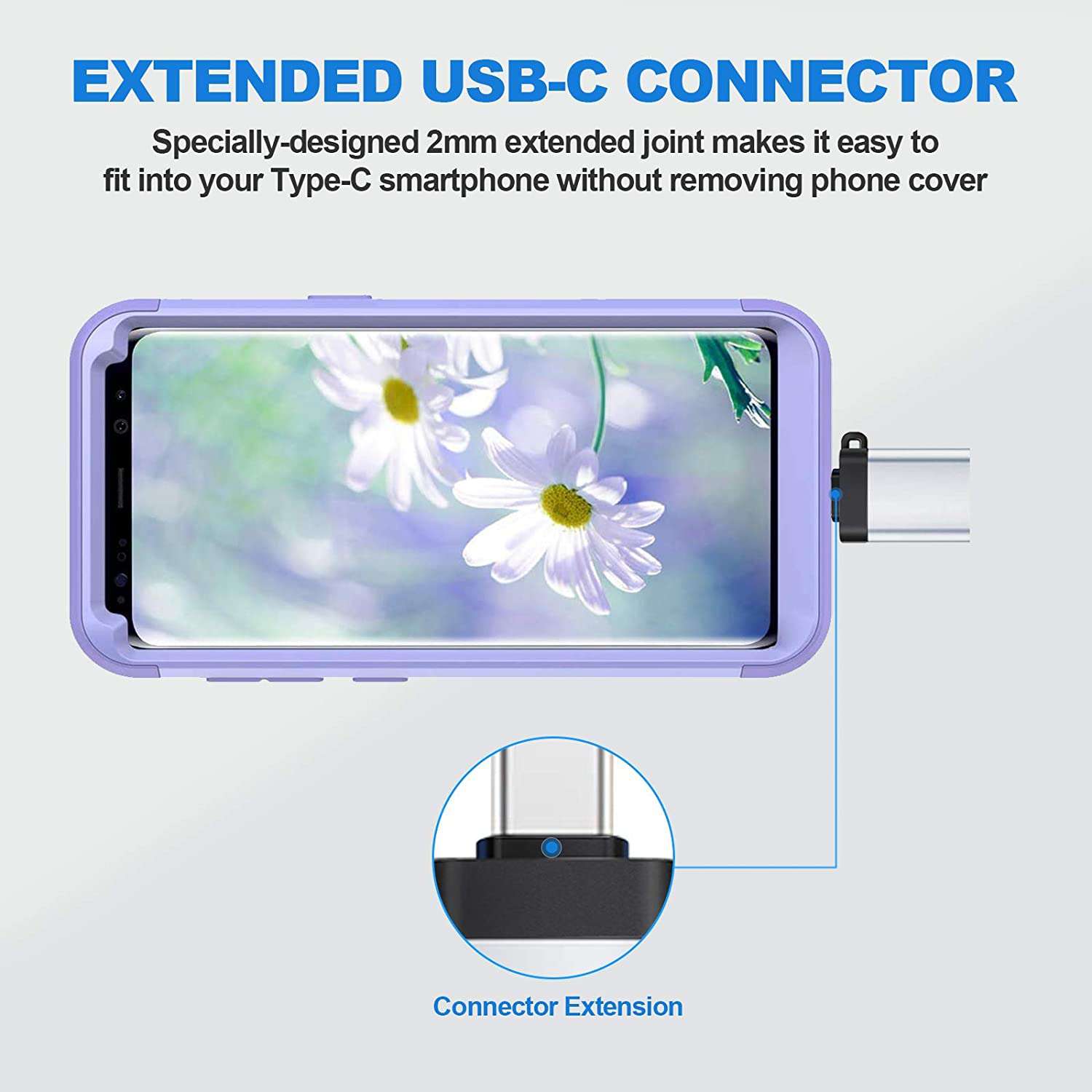 Specially designed with a 2mm extended connector, allowing you to plug in your phone without removing the phone case.