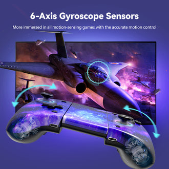 The controller features 6-Axis Gyroscope Sensors for precise motion control in games.