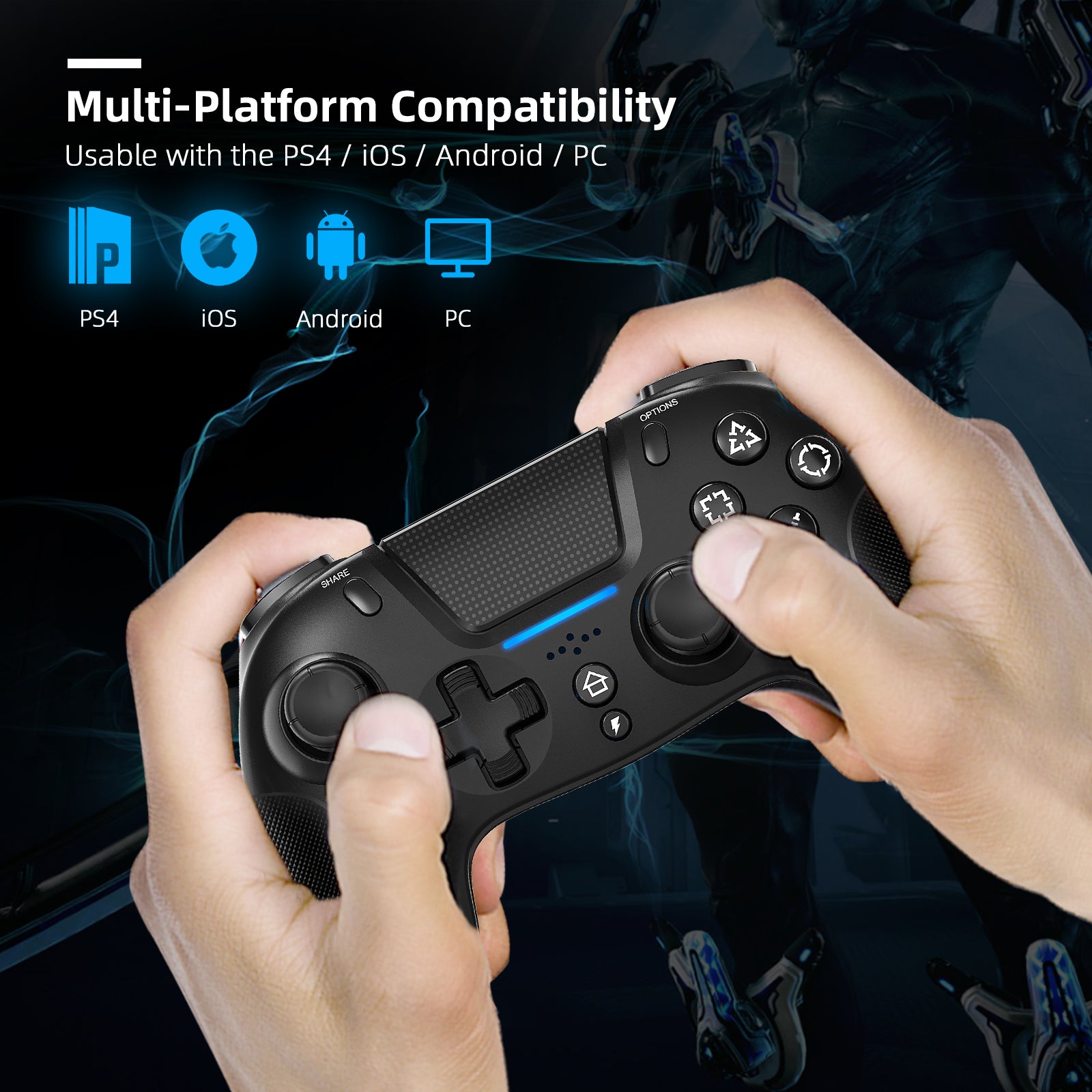 Controller compatible with PS4, iOS, Android, and PC