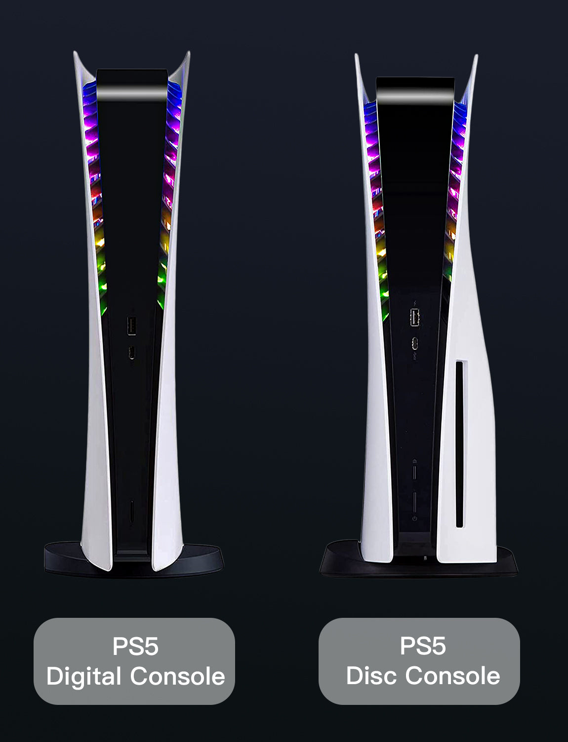 1 PS5 Digital Console and 1 PS5 Disc Console, both featuring LED lights.