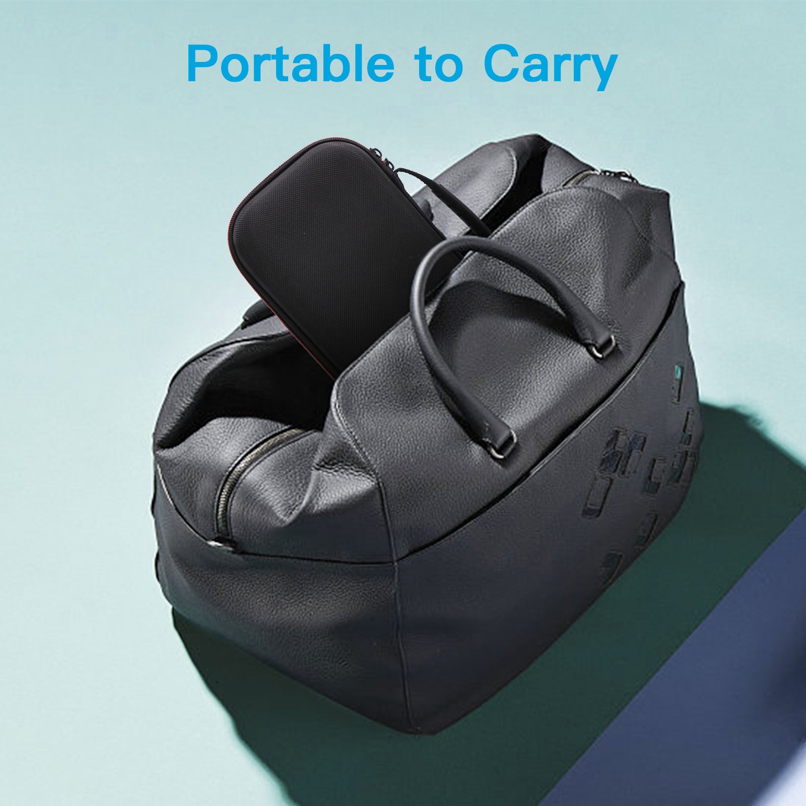 The carry case is placed into a handbag.