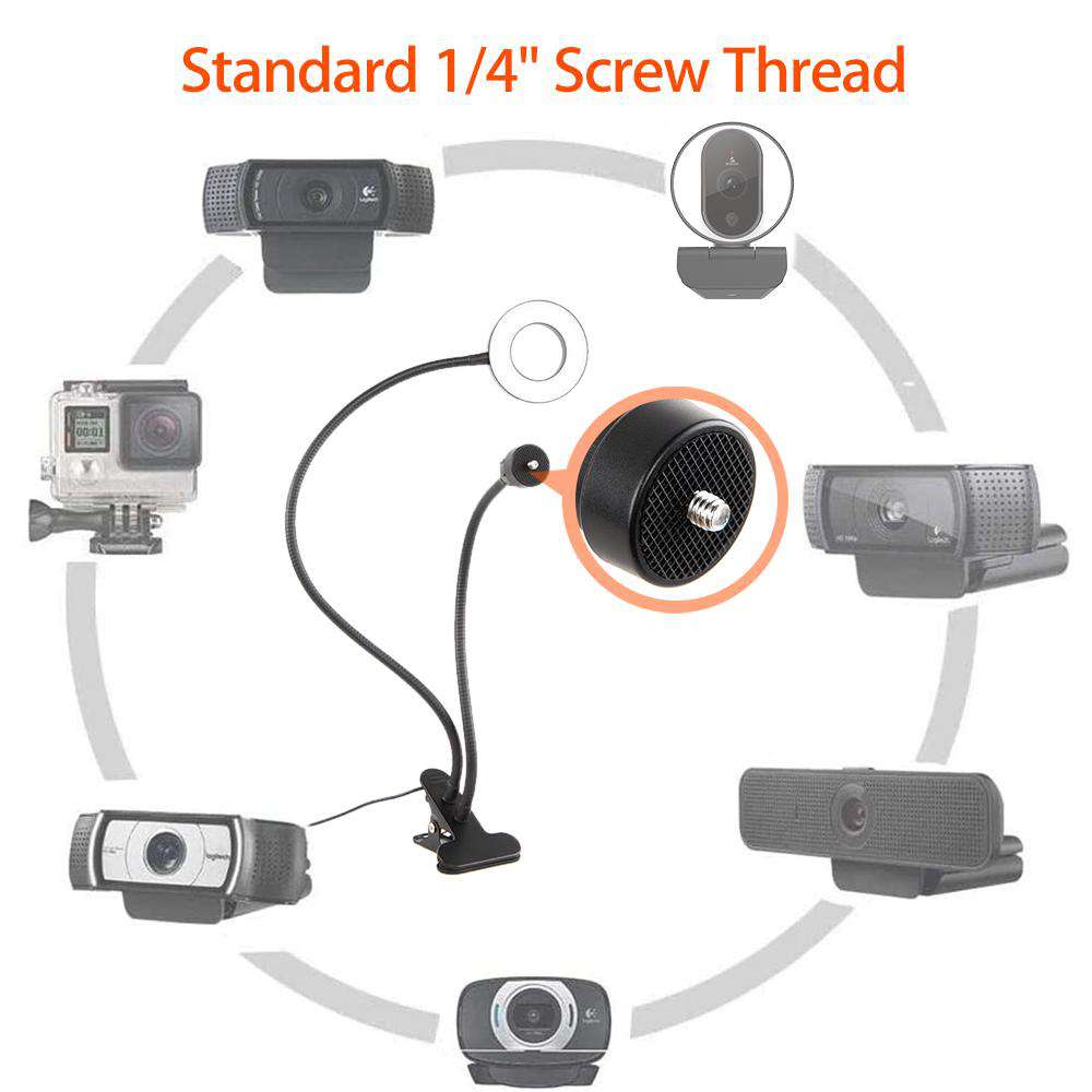 Holder with 1/4" screw thread supports to set up webcam