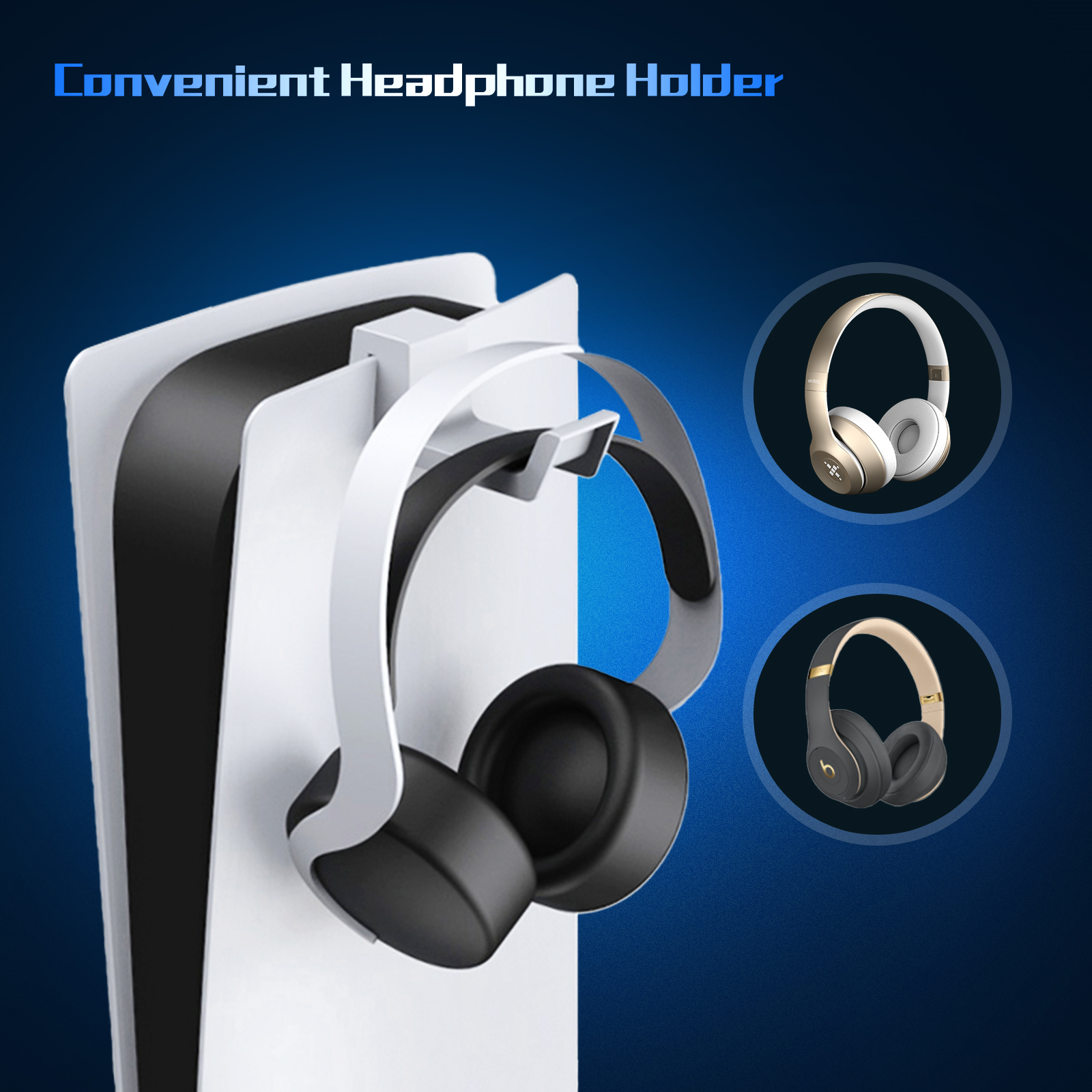 Headphone holder demonstration, compatible with over-ear headphones