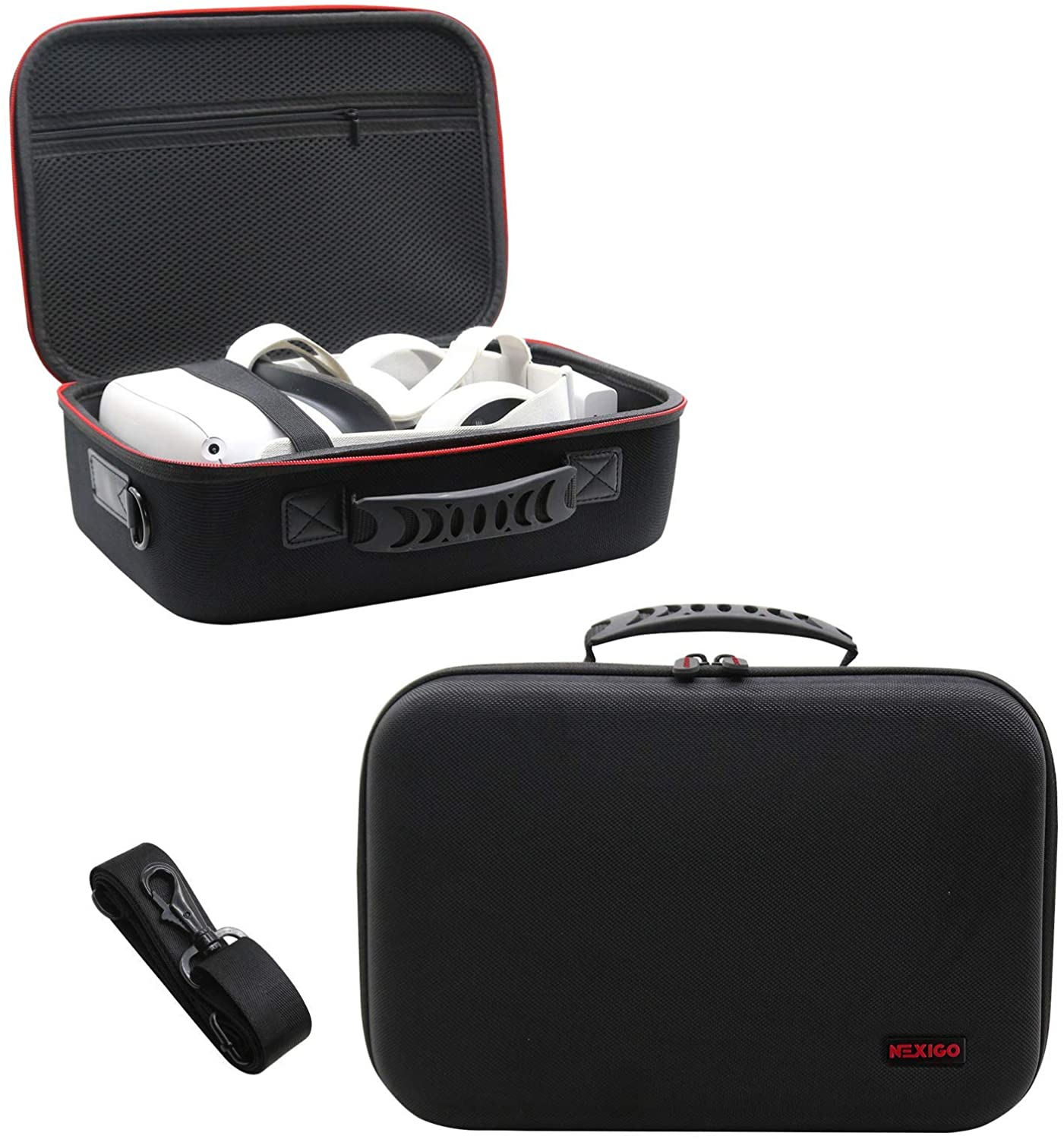 Black VR bag with handle and shoulder strap.