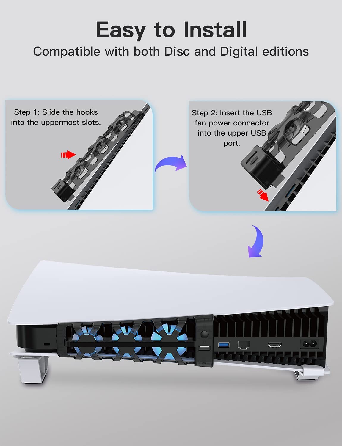 Here's a guide to the cooling fan installation (for PS5 Disc Edition and Digital Edition).