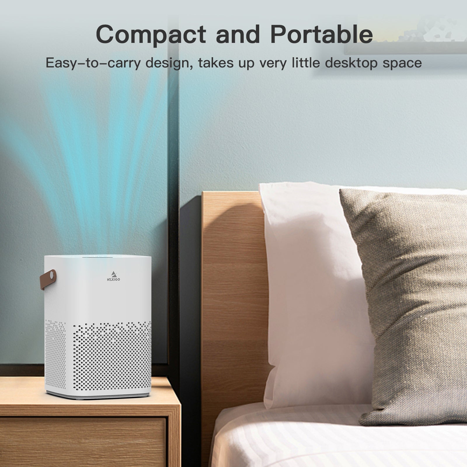 NexiGo mini air purifier is compactable and portable
