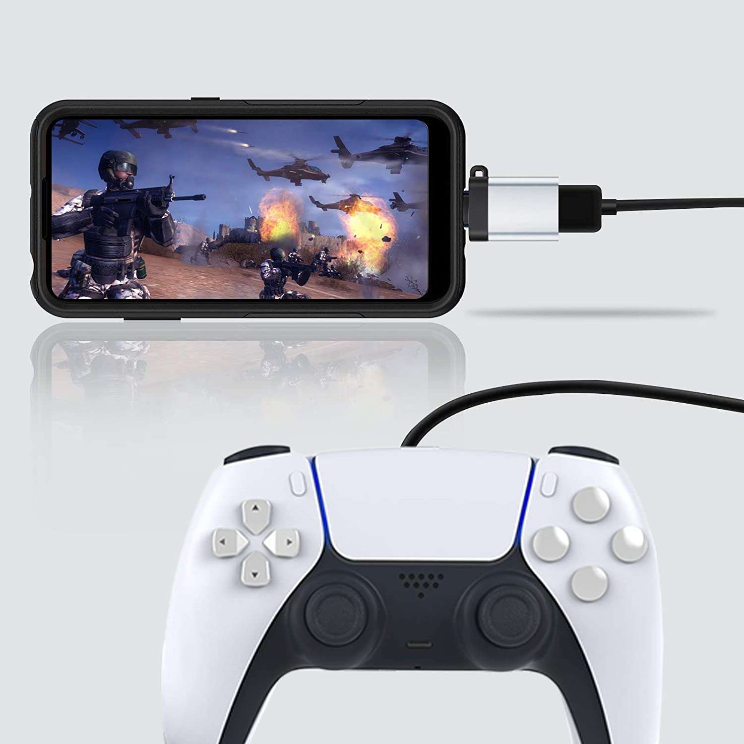 Connect your phone to a game controller and enjoy gaming using this adapter.