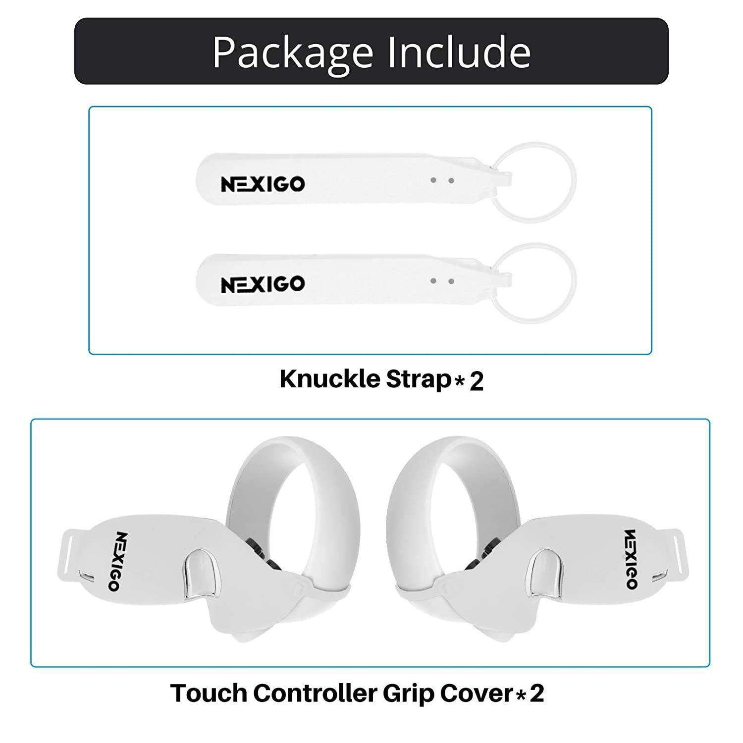 The package includes 2 Knuckle Strap and 2 Touch Controller Grip Covers.