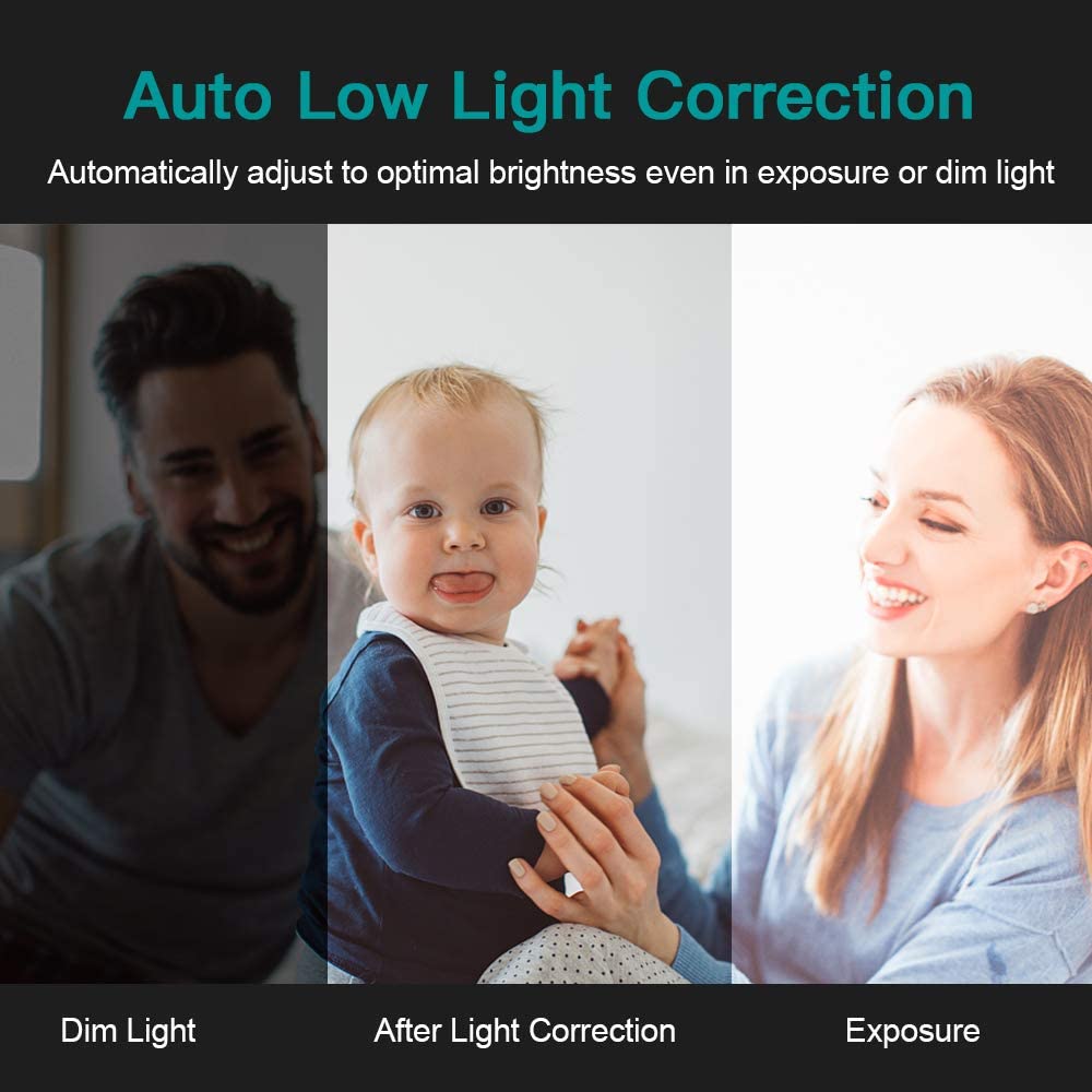 The webcam has auto low light correction for optimal brightness