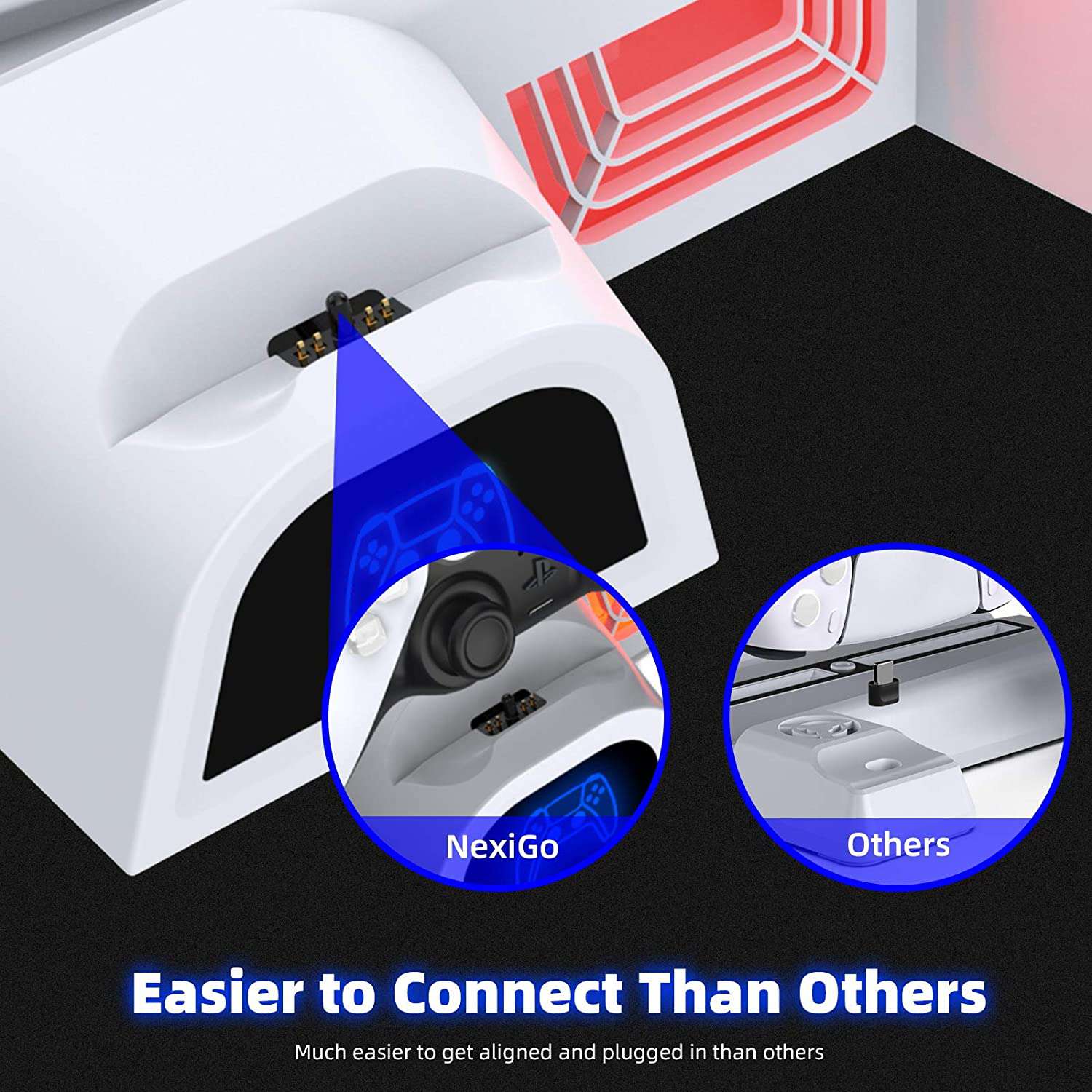 NexiGo's dock has a built-in interface for easy controller connection compared to others.