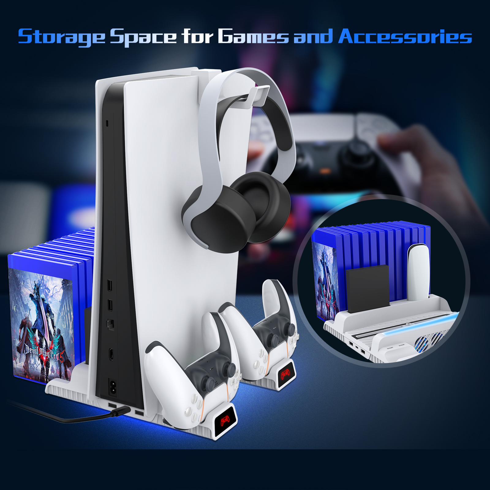 Storage Space for games and Accessories usage demonstration