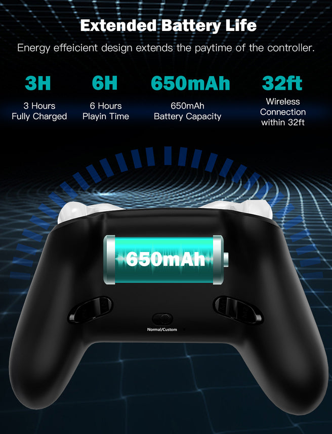 650mAh internal battery provides up to 6 hours of continuous gameplay.