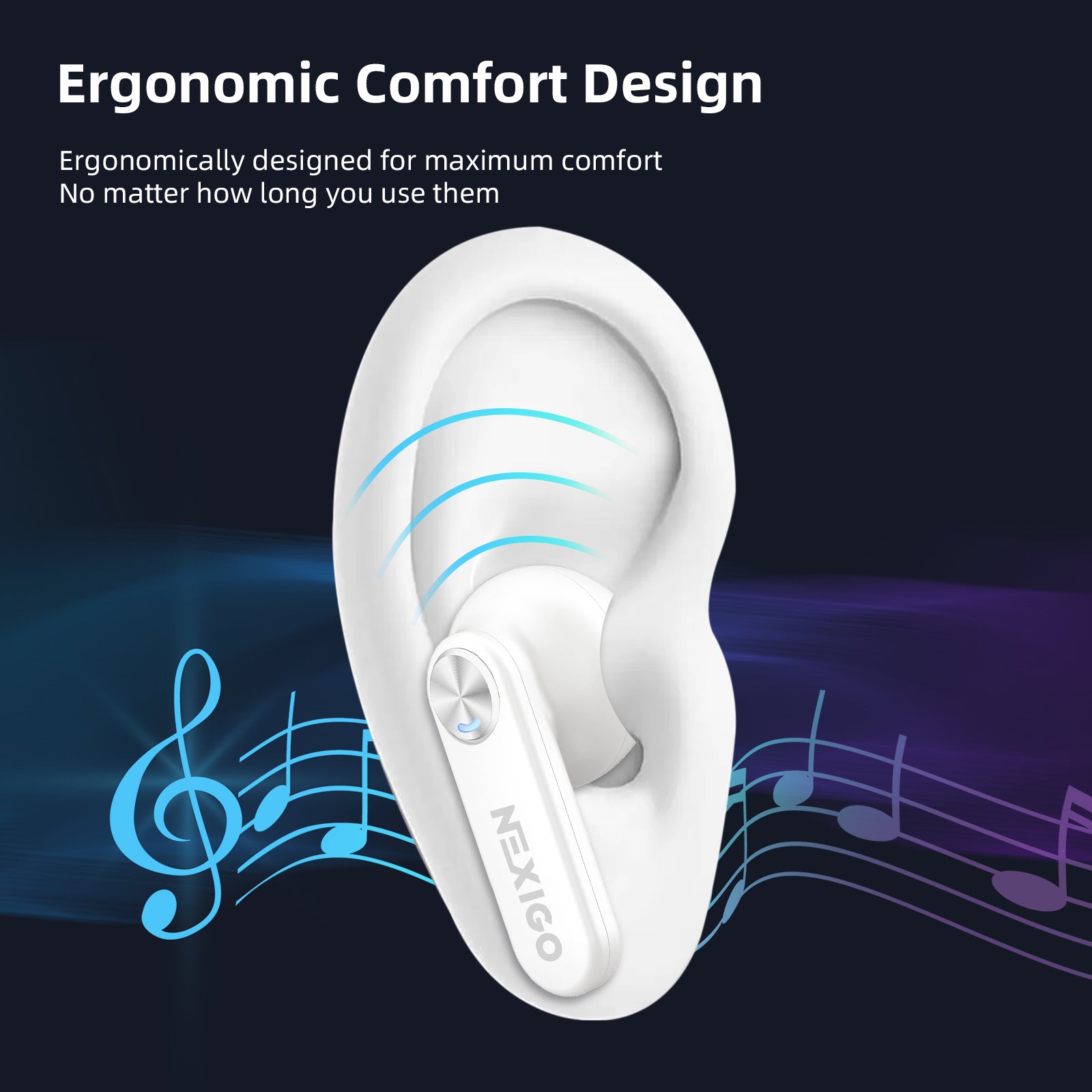 T2 wireless Bluetooth earphones are ergonomically designed to provide maximum comfort. 