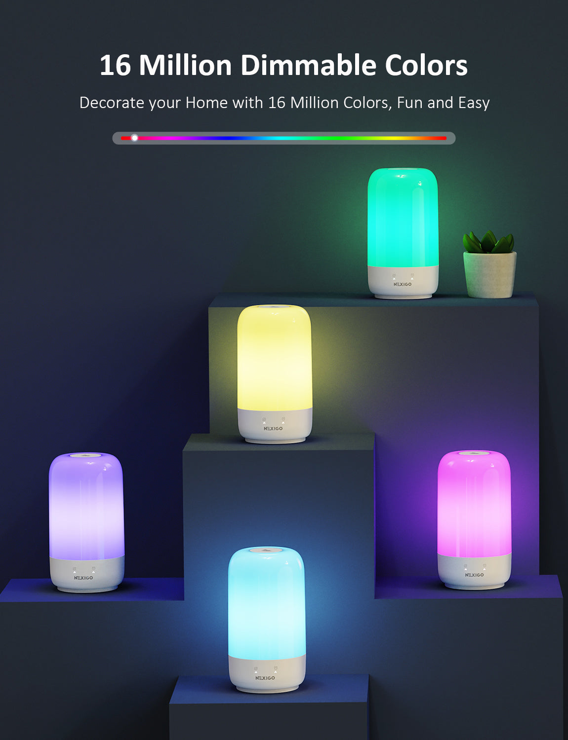 Image showcases smart desk lamp with adjustable colors.