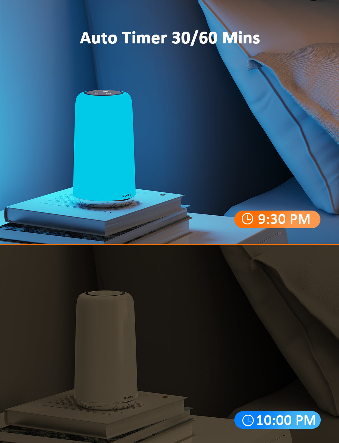 In timer mode, NexiGo LT20 bedside lamp automatically turns off after 30 or 60 minutes.