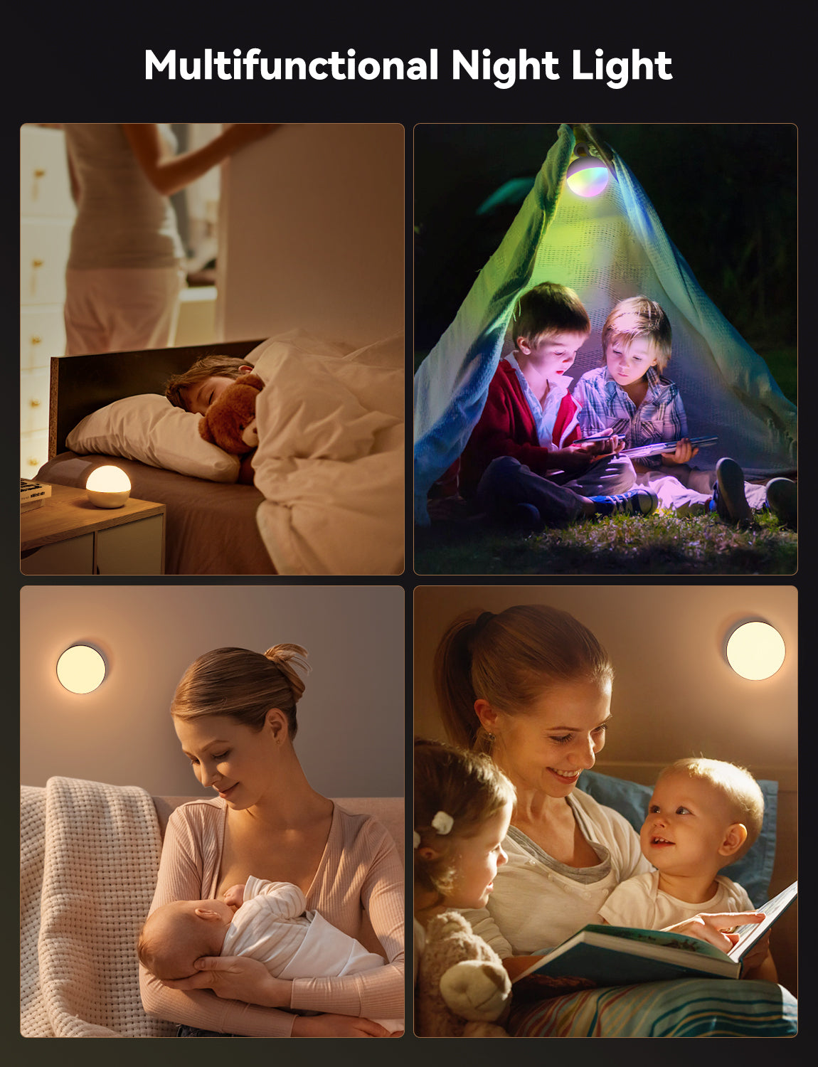 The night light is used in children's rooms and is equipped in children's camping tents.