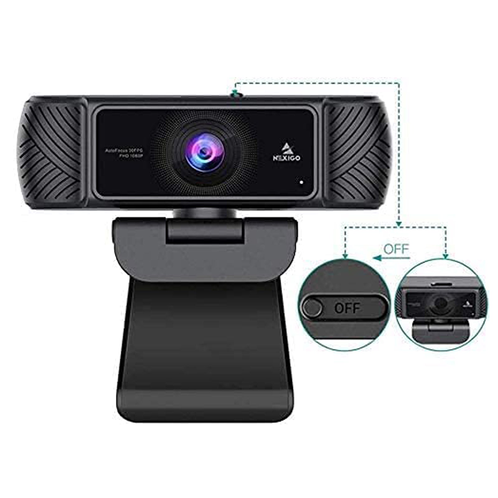 Webcam features a built-in manual privacy cover and microphone