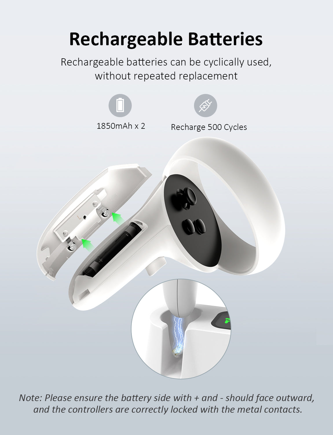 The controllers use rechargeable batteries with 1850mAh capacity each.
