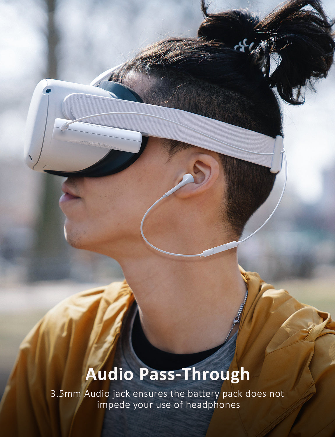 The battery is designed with a 3.5mm Audio jack ensures the battery pack does not impede your use of headphones